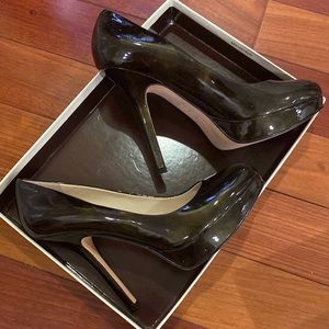 Joan & David Black Patent Platform Heels